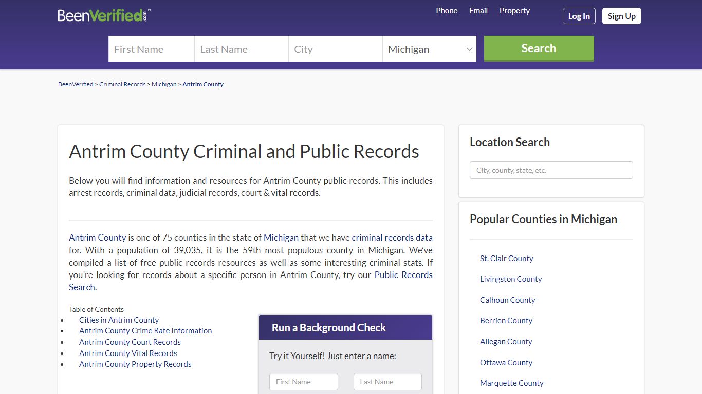 Antrim County Criminal and Public Records - BeenVerified